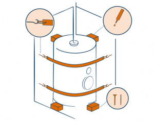 Diagram of hot water cylinder secured with straps