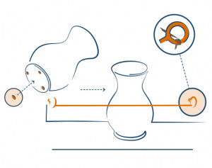 Diagram showing how to blu tak down a vase