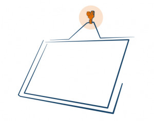 Diagram showing a picture frame hung using the correct hook
