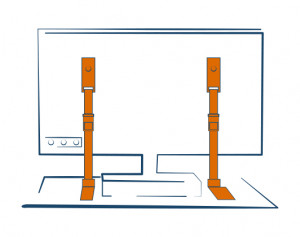 Diagram showing straps securing a television