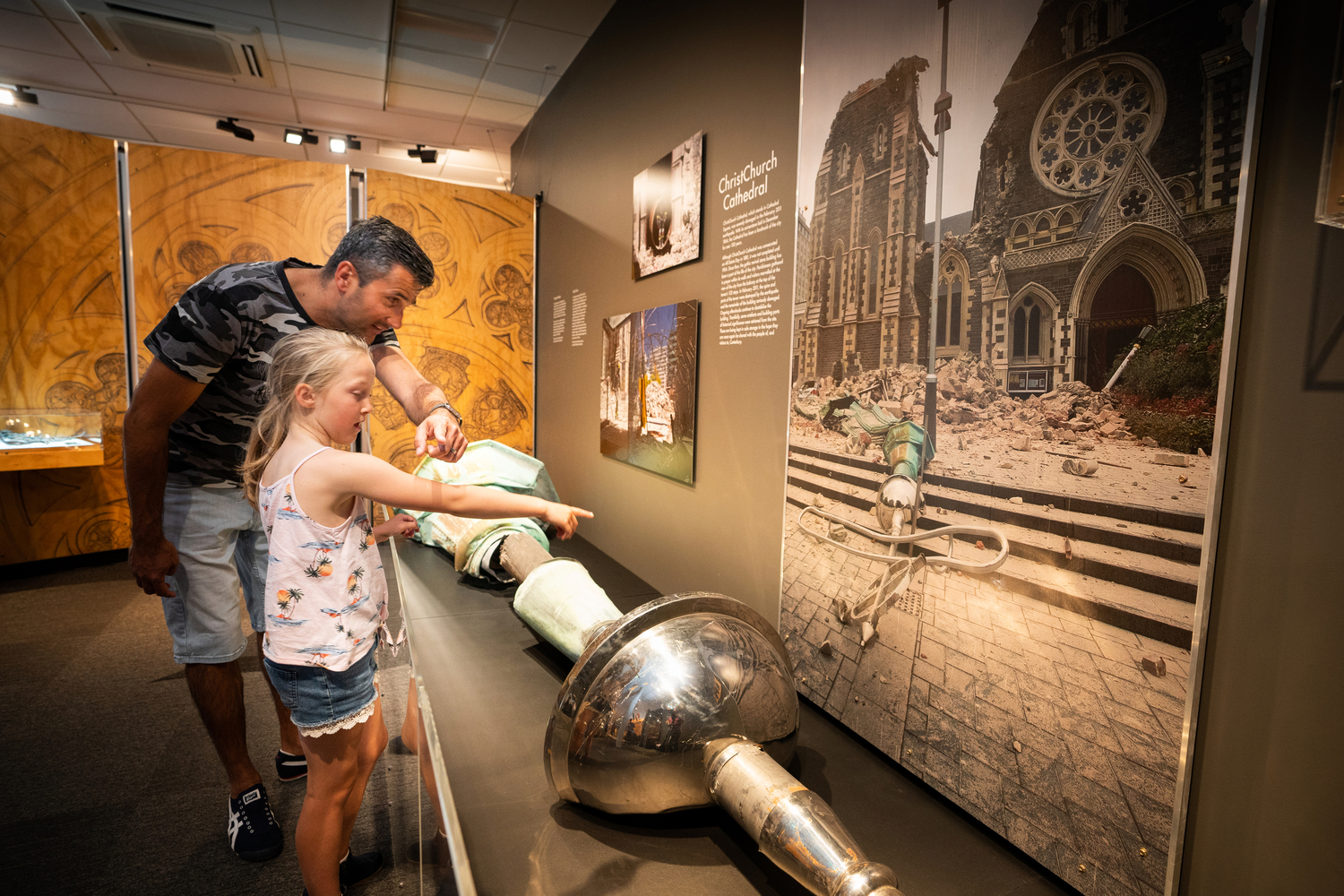 People point a a picture on the exhibition 