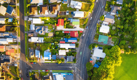 Aerial photo of a suburb 