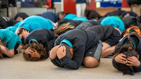 Kids participating in Shake Out