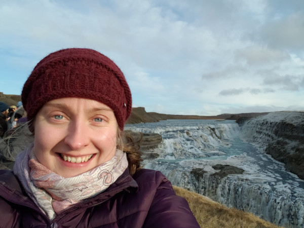 Jenny Stein at Gullfoss Falls in Iceland