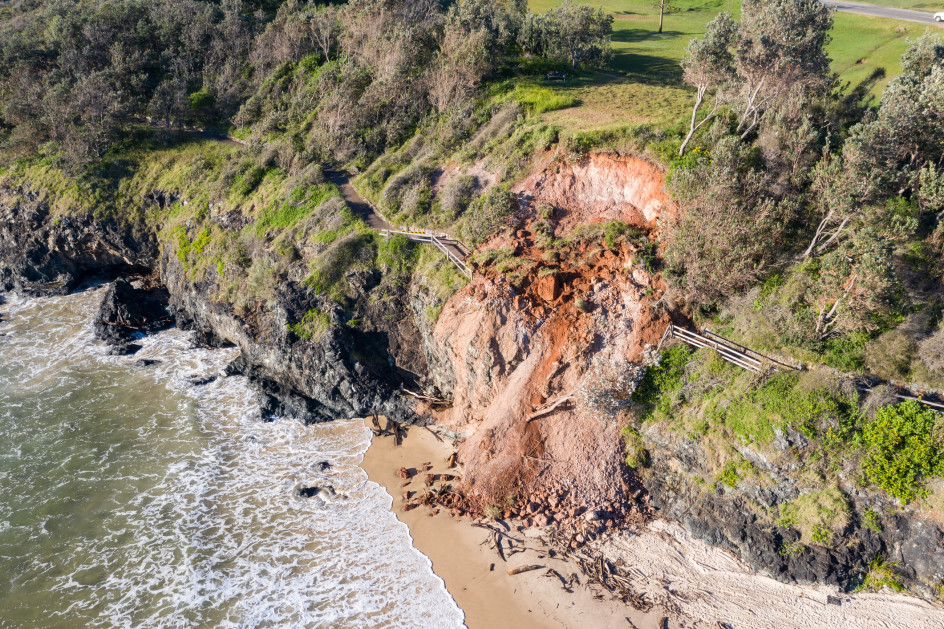 Landslip near the coast in New Zealand